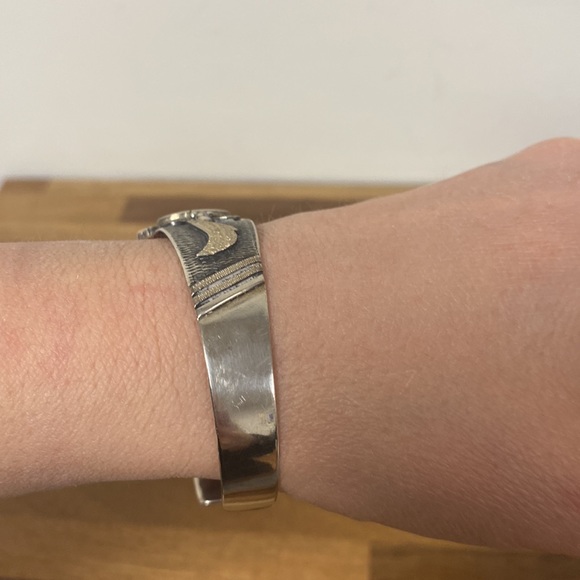 Vintage Abalone Stone 925 Sterling Cuff Bracelet - Picture 10 of 12